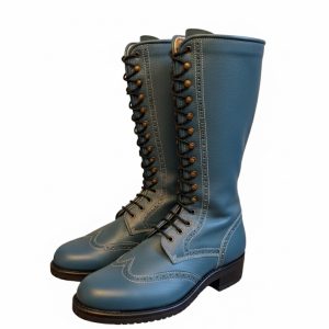 Botillo cordones piel boxcalf azul con bigotera