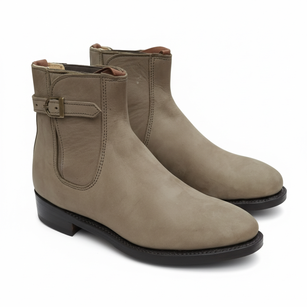 Bota interiza cierre de hebilla piel ante verde