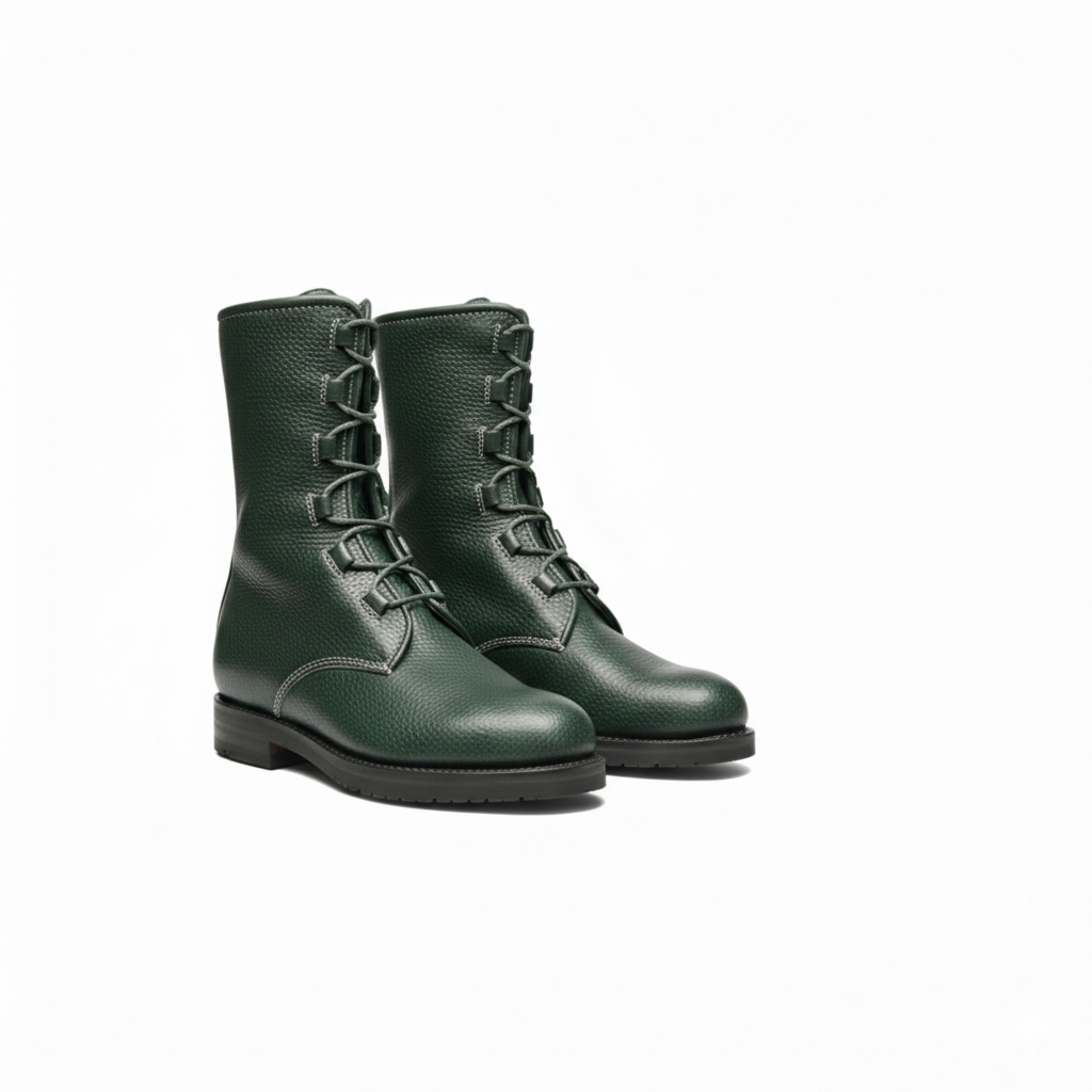 Botillo lazadas piel verde granulada